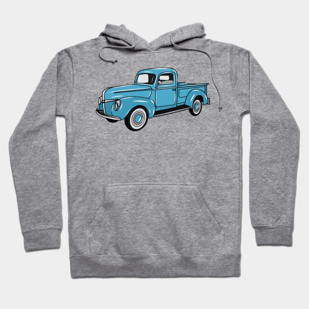 Classic pick up truck cartoon illustration Hoodie by Miss Cartoon